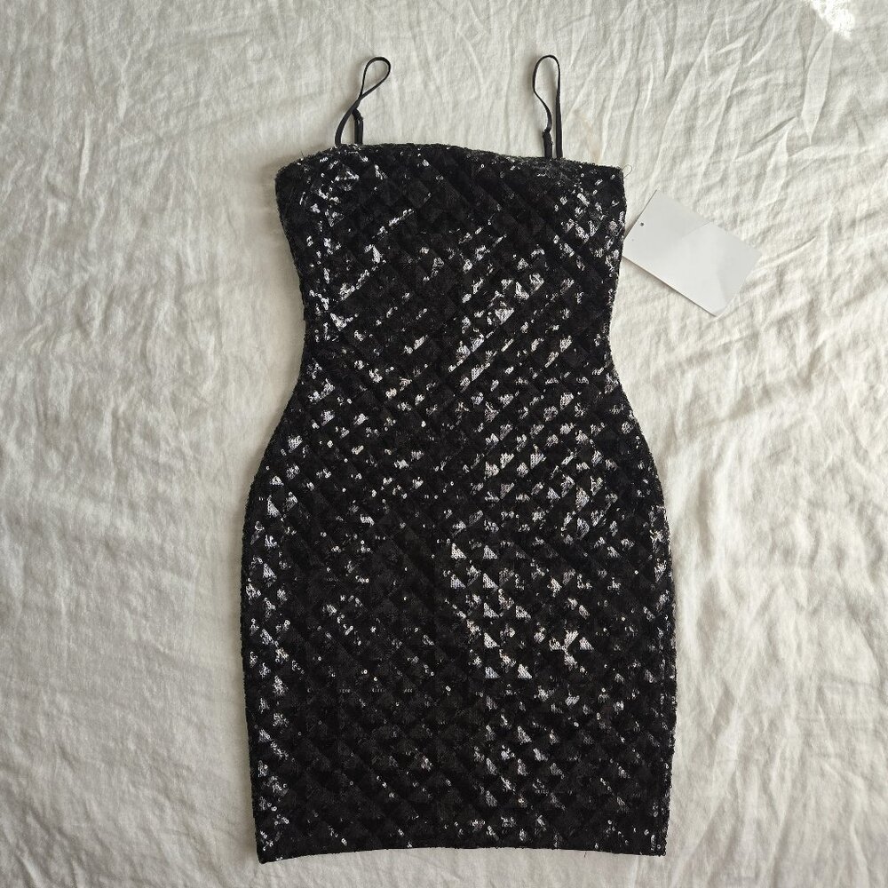 Black Pyramid Sequin Mini Dress